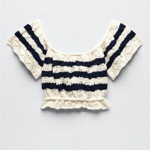 Zara Pointelle knit top